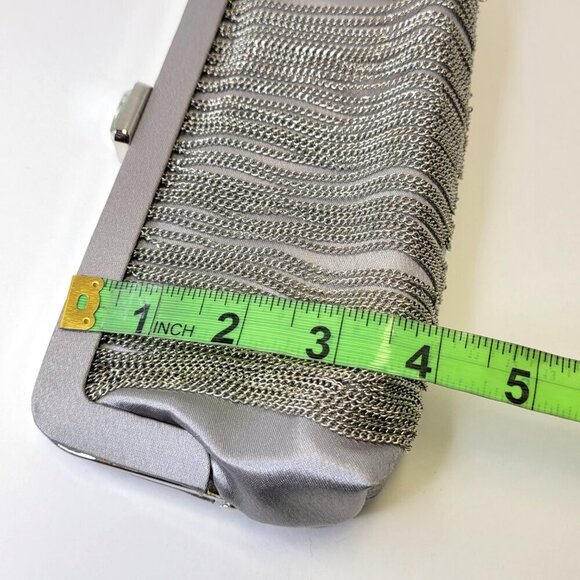 Silver Ruched Clutch Wedding Purse Silvery Evening Purse - Picture 7 of 11